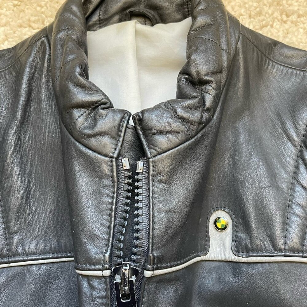 BMW Collection leather biker jacket Vintage 1980s Made in Germany Size US Small - Picture 5 of 7